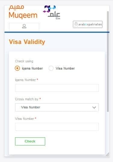 Muqeem.sa visa validity check online